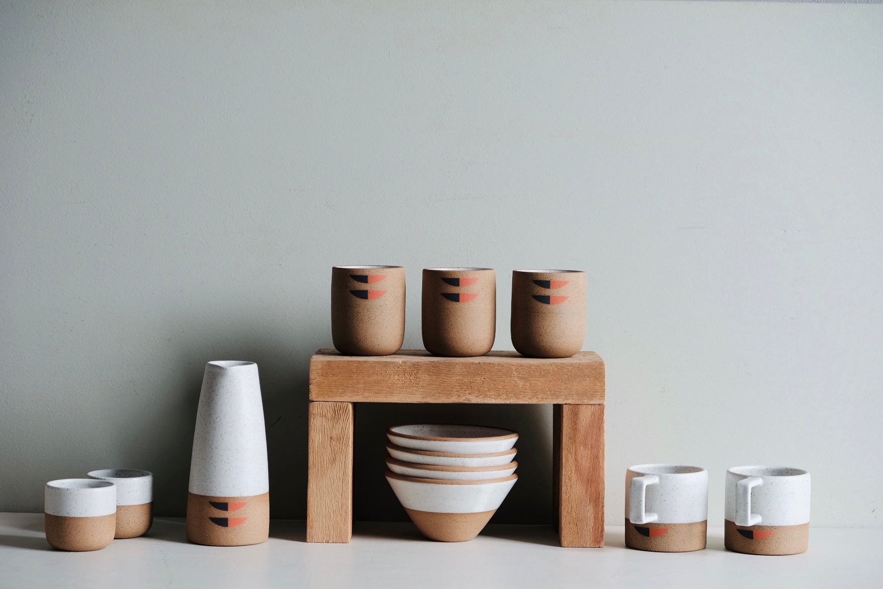 A grouping of handmade ceramics.